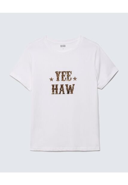 Camiseta Para Mujer Manga Corta Color Crudo Marca Seven Seven #28096065