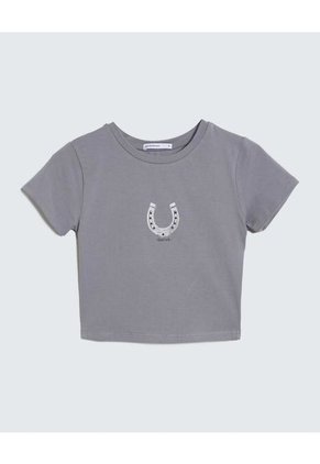 Camiseta Para Mujer Manga Corta Color Gris Marca Seven Seven #28096098