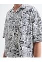 Camisa Resort Estampada  Para Hombre Gris Seven Seven de Seven Seven