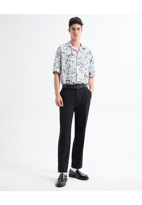 Camisa Resort Estampada  Para Hombre Gris Seven Seven