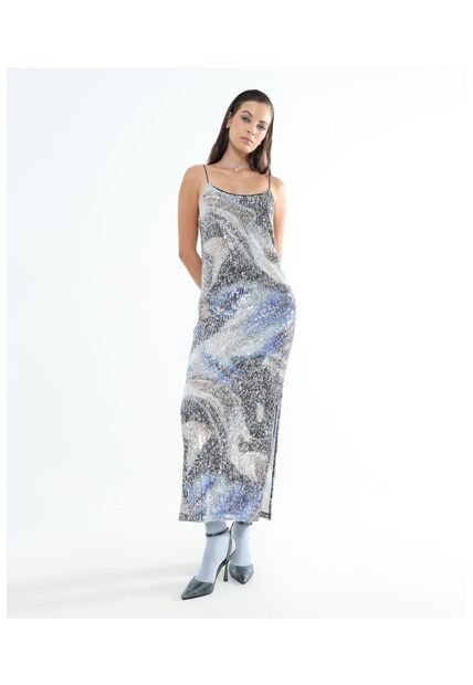 Vestido Para Mujer Manga Sisa Color Plata Marca Seven Seven #28171318