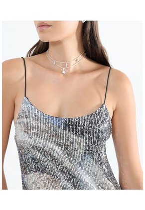 Vestido Para Mujer Manga Sisa Color Plata Marca Seven Seven #28171318