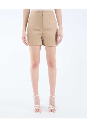 Short Casual Tiro Alto Para Mujer Beige Seven Seven