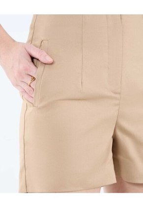 Short Casual Tiro Alto Para Mujer Beige Seven Seven