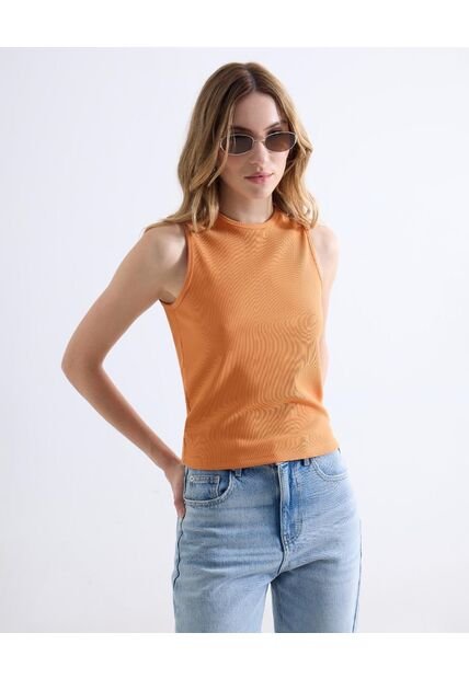 Camiseta  Para Mujer Manga Sisa Cuello Redondo Color Naranja Marca Seven Seven #28096561