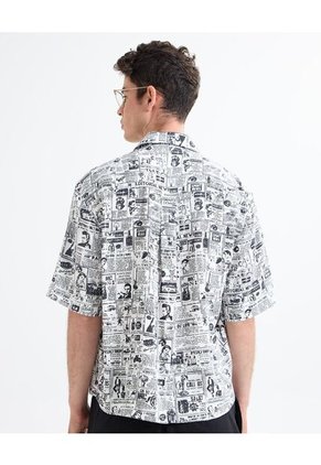Camisa Resort Estampada Para Hombre Gris Seven Seven