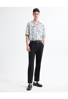 Camisa Resort Estampada Para Hombre Gris Seven Seven