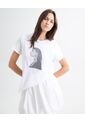 Camiseta Con Bordado  Para Mujer Crudo Seven Seven de Seven Seven