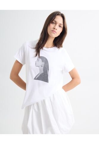 Camiseta Con Bordado  Para Mujer Crudo Seven Seven Seven Seven