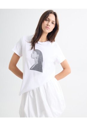 Camiseta Con Bordado Para Mujer Crudo Seven Seven