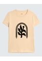 Camiseta Estampado Gamuzado  Para Mujer Beige Seven Seven de Seven Seven