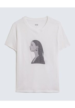 Camiseta Con Bordado Para Mujer Crudo Seven Seven