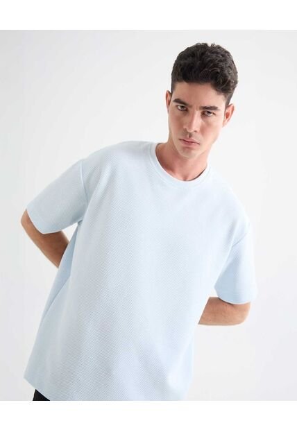 Camiseta Oversize Texturizada  Para Hombre Azul Seven Seven
