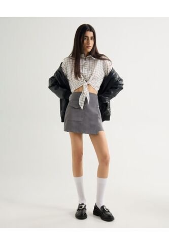 Short Con Tapa  Para Mujer Gris Seven Seven Seven Seven