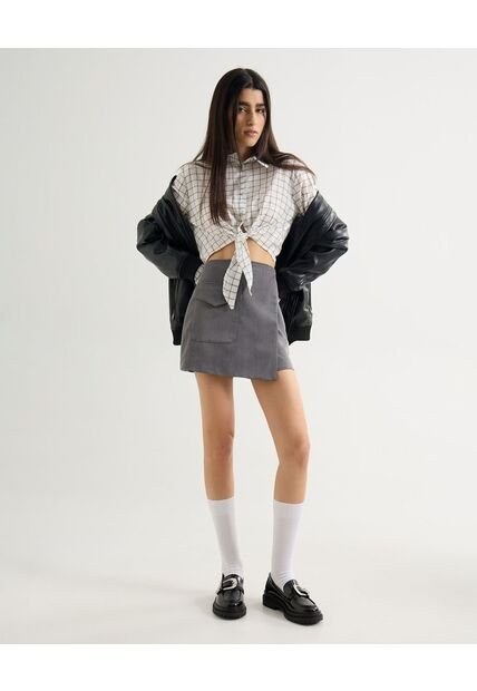 Short Con Tapa  Para Mujer Gris Seven Seven