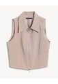 Chaleco Con Cierre Frontal  Para Mujer Taupe Seven Seven de Seven Seven