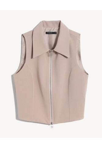 Chaleco Con Cierre Frontal  Para Mujer Taupe Seven Seven Seven Seven