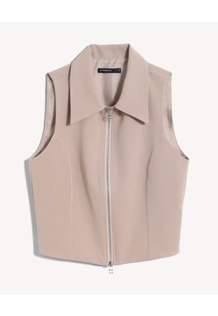 Chaleco Con Cierre Frontal  Para Mujer Taupe Seven Seven