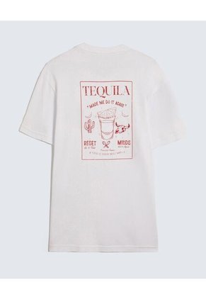 Camiseta Gráfica Print Tequila  Para Hombre Blanco Seven Seven
