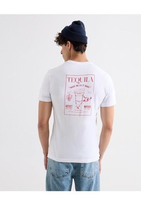 Camiseta Gráfica Print Tequila  Para Hombre Blanco Seven Seven
