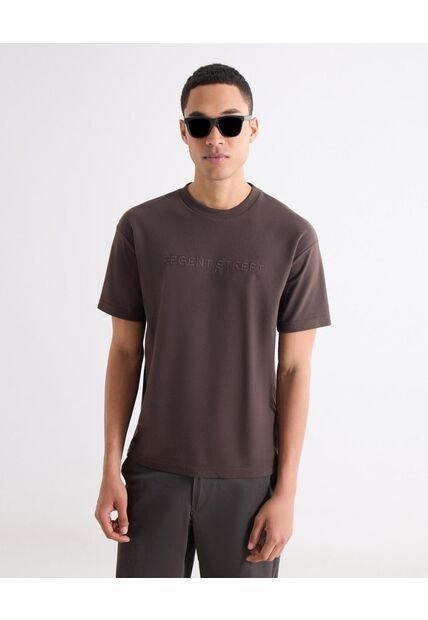 Camiseta Con Relieve Frontal  Para Hombre Café Seven Seven