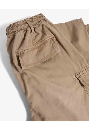 Pantalón Cargo Con Pretina Elástica  Para Hombre Beige Seven Seven
