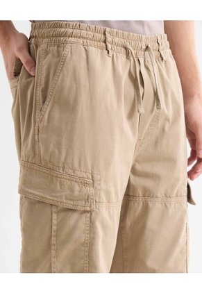 Pantalón Cargo Con Pretina Elástica  Para Hombre Beige Seven Seven