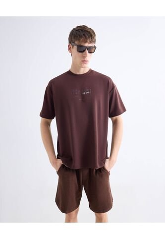 Camiseta Relaxed Fluida  Para Hombre Café Seven Seven Seven Seven