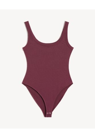 Body Básico Con Escote Redondo  Para Mujer Vino Seven Seven Seven Seven