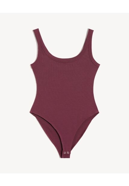 Body Básico Con Escote Redondo  Para Mujer Vino Seven Seven