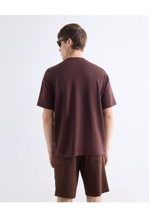 Camiseta Relaxed Fluida  Para Hombre Café Seven Seven