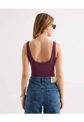 Body Básico Con Escote Redondo  Para Mujer Vino Seven Seven