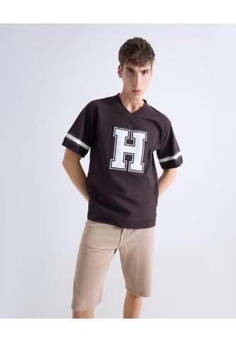 Camiseta  Para Hombre Manga Corta Cuello V Color Café Marca Seven Seven #45092850 Seven Seven