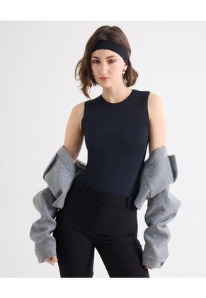 Body Cuello Redondo  Para Mujer Negro Seven Seven