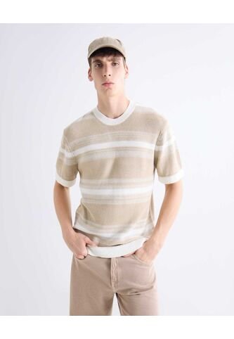 Camiseta  Para Hombre Manga Corta Cuello Redondo Color Beige Marca Seven Seven #45092817 Seven Seven