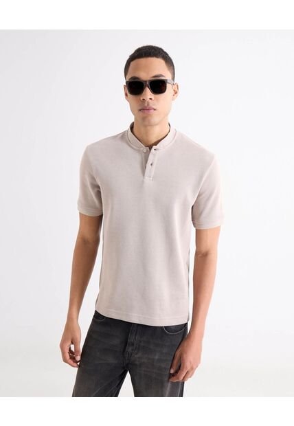 Polo Cuello Mao Con Botonadura  Para Hombre Taupe Seven Seven