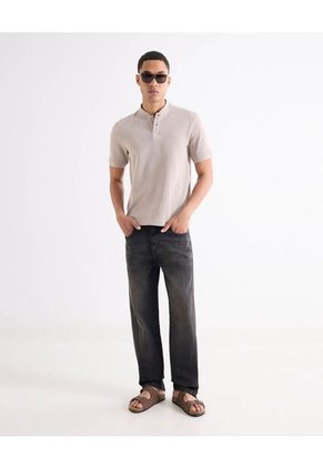 Polo Cuello Mao Con Botonadura  Para Hombre Taupe Seven Seven