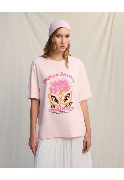 Camiseta  Para Mujer Manga Corta Cuello Redondo Color Rosado Marca Seven Seven #28096631