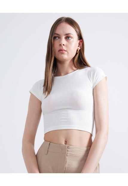 Crop Top Para Mujer Manga Corta Color Crudo Marca Seven Seven #28095876