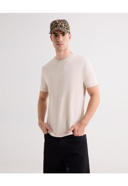 Camiseta Para Hombre Manga Corta Cuello Redondo Color Beige Marca Seven Seven #45092727