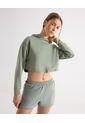 Hoodie Crop Top Básico  Para Mujer Verde Seven Seven de Seven Seven