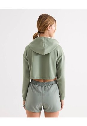 Hoodie Crop Top Básico  Para Mujer Verde Seven Seven