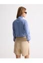 Buzo Crop Con Half Zipper Y Cuello Alto  Para Mujer Azul Seven Seven de Seven Seven