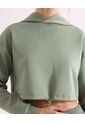 Hoodie Crop Top Básico  Para Mujer Verde Seven Seven de Seven Seven