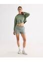 Hoodie Crop Top Básico  Para Mujer Verde Seven Seven de Seven Seven