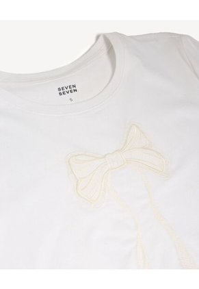 Camiseta Holgada Con Bordado  Para Mujer Crudo Seven Seven