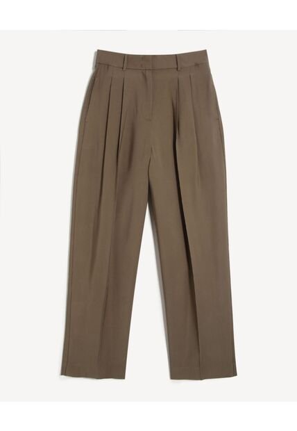Pantalón Sastrero De Pinzas  Para Mujer Café Seven Seven