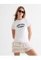Camiseta Estampada Oversize  Para Mujer Crudo Seven Seven de Seven Seven