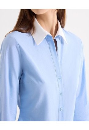 Blusa Camisera Bicolor Para Mujer Azul Seven Seven