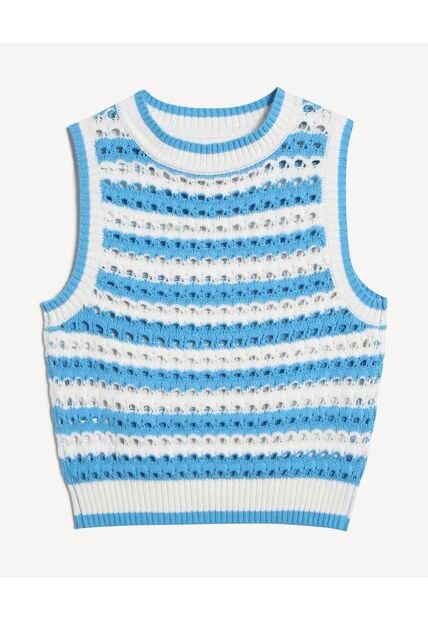 Chaleco Para Mujer Tejido Color Celeste Marca Seven Seven #28250142